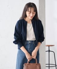 K3CED03059 a.v.v Elmi(アー・ヴェ・ヴェ) 【低身長サイズ】バックギャザーニットブルゾン ネイビー