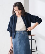 K3CED03059 a.v.v Elmi(アー・ヴェ・ヴェ) 【低身長サイズ】バックギャザーニットブルゾン ネイビー