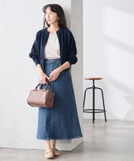 K3CED03059 a.v.v Elmi(アー・ヴェ・ヴェ) 【低身長サイズ】バックギャザーニットブルゾン ネイビー