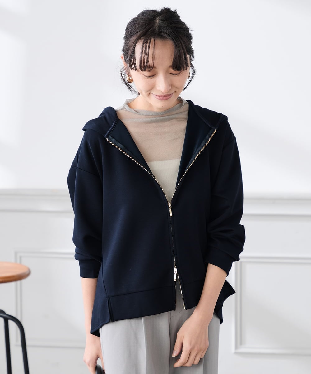 K3CED04054 a.v.v Elmi(アー・ヴェ・ヴェ) 【低身長サイズ】バックフレアダンボールパーカー ネイビー