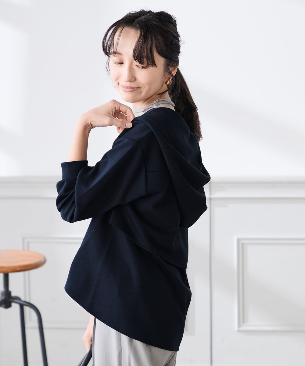 K3CED04054 a.v.v Elmi(アー・ヴェ・ヴェ) 【低身長サイズ】バックフレアダンボールパーカー ネイビー