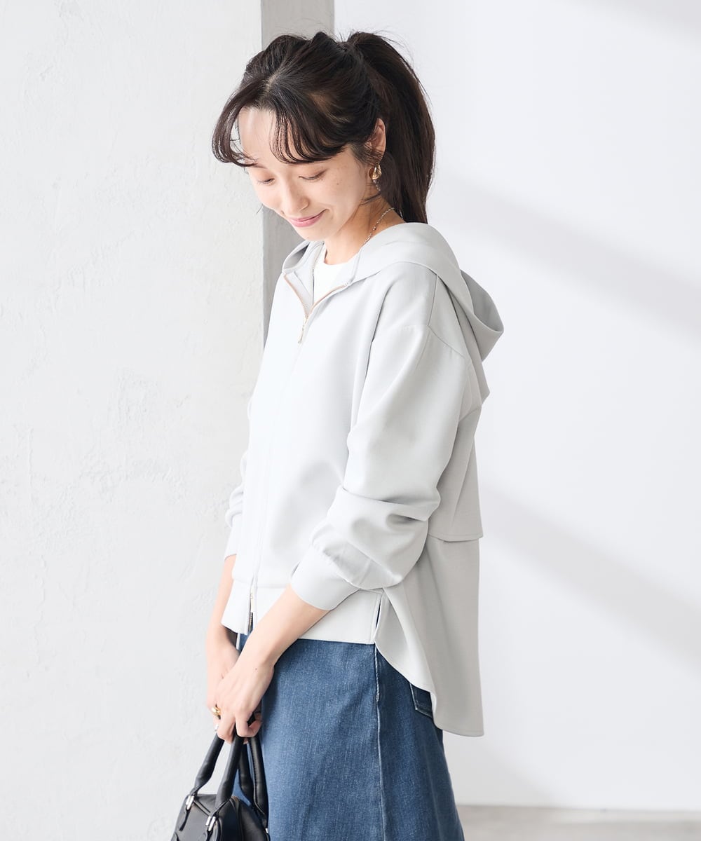 K3CED04054 a.v.v Elmi(アー・ヴェ・ヴェ) 【低身長サイズ】バックフレアダンボールパーカー ネイビー