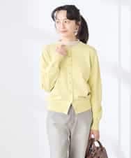 K3CED10049 a.v.v(アー・ヴェ・ヴェ) 【低身長サイズ】【洗える/UVカット】クルーネックカーディガン ライトイエロー