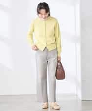 K3CED10049 a.v.v(アー・ヴェ・ヴェ) 【低身長サイズ】【洗える/UVカット】クルーネックカーディガン ライトイエロー