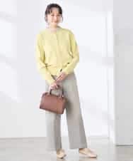 K3CED10049 a.v.v(アー・ヴェ・ヴェ) 【低身長サイズ】【洗える/UVカット】クルーネックカーディガン ライトイエロー