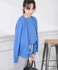 K3CED10049 a.v.v(アー・ヴェ・ヴェ) 【低身長サイズ】【洗える/UVカット】クルーネックカーディガン ライトイエロー