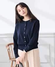 K3CED10049 a.v.v(アー・ヴェ・ヴェ) 【低身長サイズ】【洗える/UVカット】クルーネックカーディガン ライトイエロー