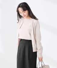 K3CED10049 a.v.v(アー・ヴェ・ヴェ) 【低身長サイズ】【洗える/UVカット】クルーネックカーディガン ライトイエロー