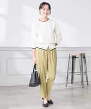 K3CED10049 a.v.v(アー・ヴェ・ヴェ) 【低身長サイズ】【洗える/UVカット】クルーネックカーディガン ライトイエロー