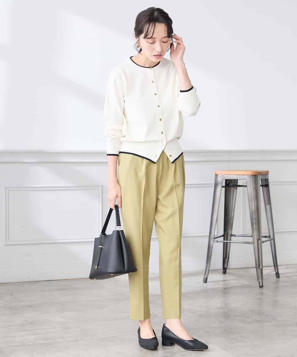 K3CED10049 a.v.v(アー・ヴェ・ヴェ) 【低身長サイズ】【洗える/UVカット】クルーネックカーディガン ライトイエロー