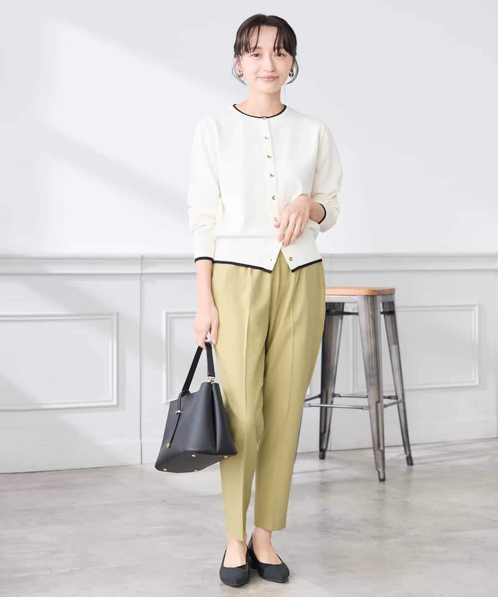 K3CED10049 a.v.v(アー・ヴェ・ヴェ) 【低身長サイズ】【洗える/UVカット】クルーネックカーディガン ライトイエロー