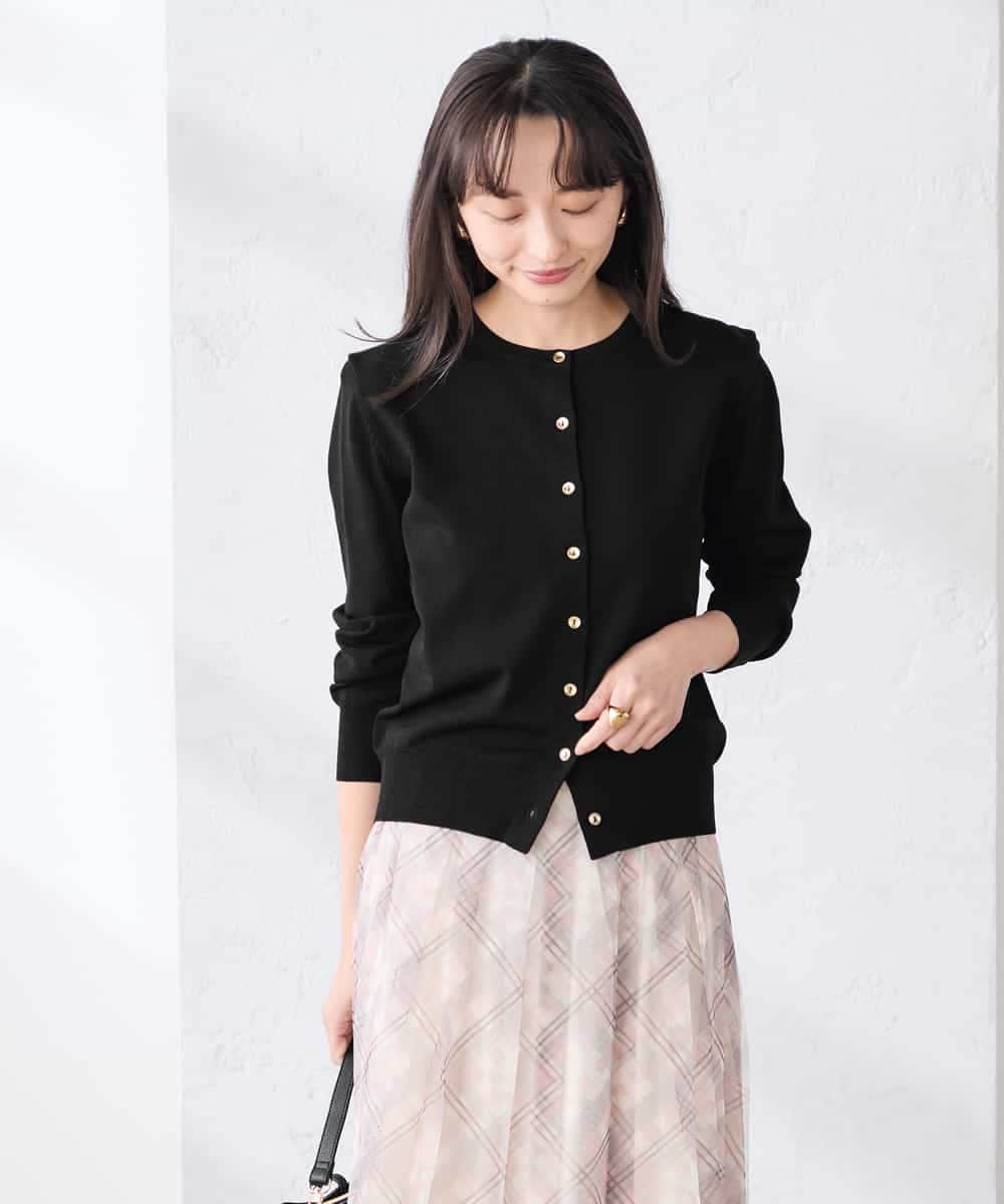 K3CED10049 a.v.v(アー・ヴェ・ヴェ) 【低身長サイズ】【洗える/UVカット】クルーネックカーディガン ライトイエロー