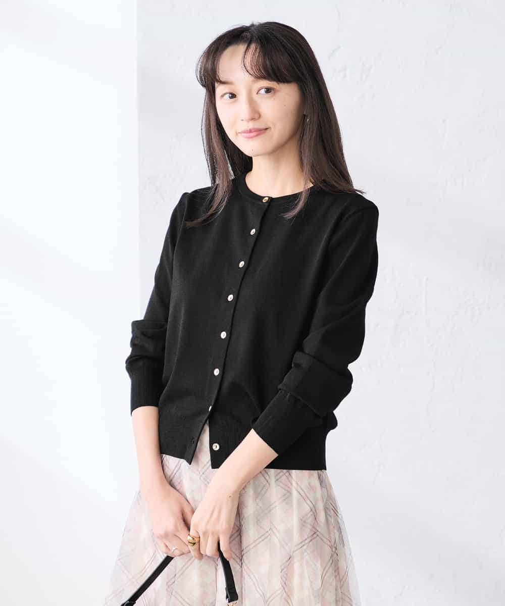 K3CED10049 a.v.v(アー・ヴェ・ヴェ) 【低身長サイズ】【洗える/UVカット】クルーネックカーディガン ライトイエロー