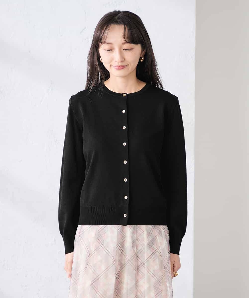 K3CED10049 a.v.v(アー・ヴェ・ヴェ) 【低身長サイズ】【洗える/UVカット】クルーネックカーディガン ライトイエロー