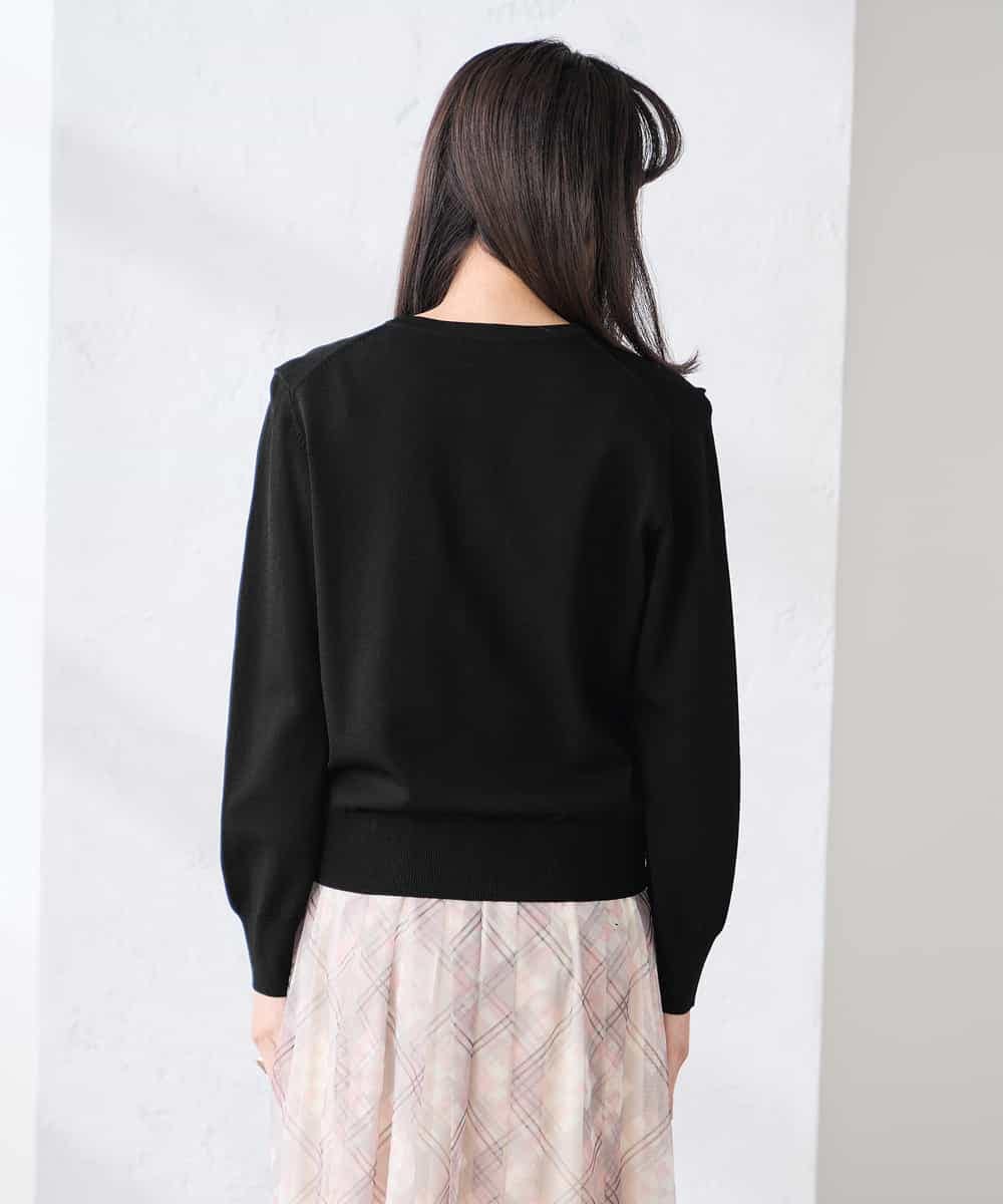 K3CED10049 a.v.v(アー・ヴェ・ヴェ) 【低身長サイズ】【洗える/UVカット】クルーネックカーディガン ライトイエロー