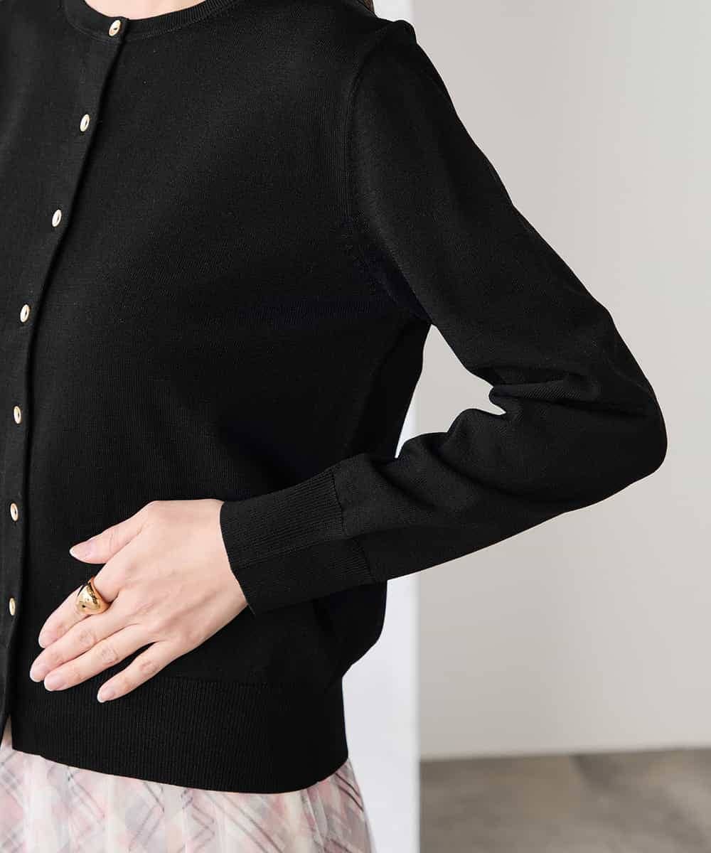 K3CED10049 a.v.v(アー・ヴェ・ヴェ) 【低身長サイズ】【洗える/UVカット】クルーネックカーディガン ライトイエロー