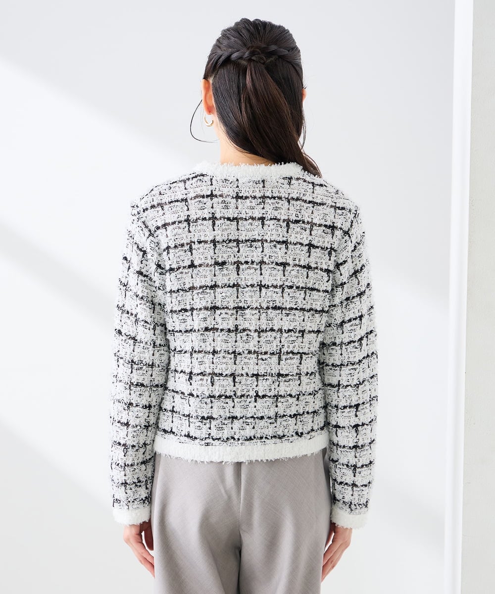 K3CED17079 a.v.v Elmi(アー・ヴェ・ヴェ) 【低身長サイズ】ファンシーツイードカーディガン ツィードチェック