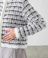 K3CED17079 a.v.v Elmi(アー・ヴェ・ヴェ) 【低身長サイズ】ファンシーツイードカーディガン ツィードチェック