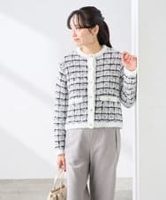 K3CED17079 a.v.v Elmi(アー・ヴェ・ヴェ) 【低身長サイズ】ファンシーツイードカーディガン ツィードチェック