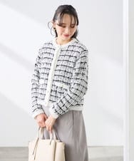 K3CED17079 a.v.v Elmi(アー・ヴェ・ヴェ) 【低身長サイズ】ファンシーツイードカーディガン ツィードチェック