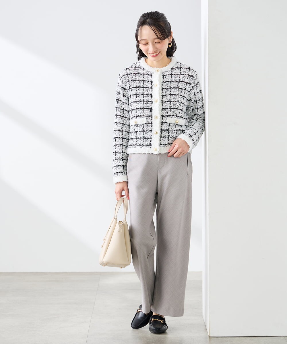 K3CED17079 a.v.v Elmi(アー・ヴェ・ヴェ) 【低身長サイズ】ファンシーツイードカーディガン ツィードチェック