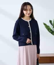 K3CFD02059 a.v.v Elmi(アー・ヴェ・ヴェ) 【低身長サイズ】メタルボタンポケットニットジャケット ネイビー