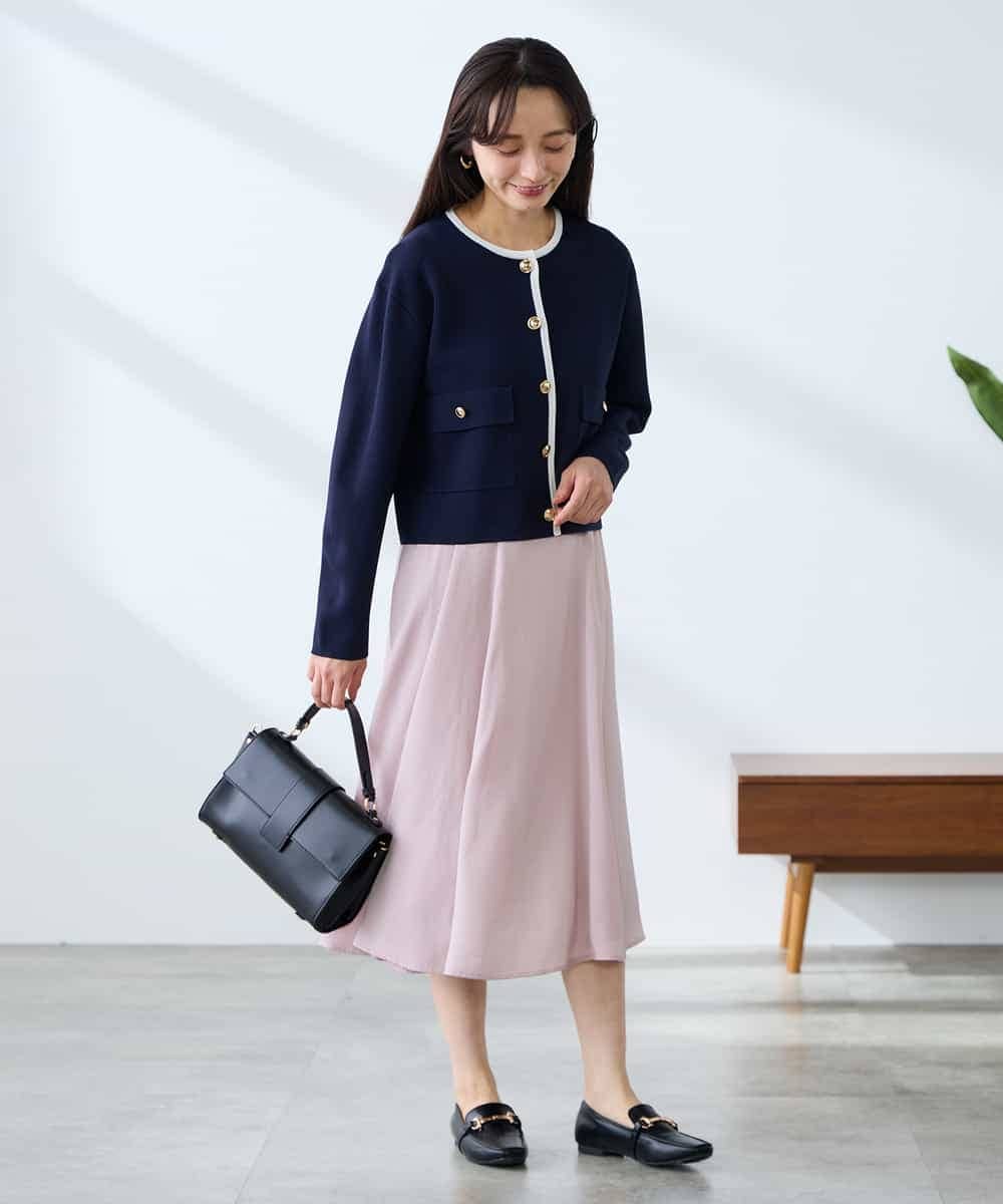 K3CFD02059 a.v.v Elmi(アー・ヴェ・ヴェ) 【低身長サイズ】メタルボタンポケットニットジャケット ネイビー