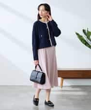 K3CFD02059 a.v.v Elmi(アー・ヴェ・ヴェ) 【低身長サイズ】メタルボタンポケットニットジャケット ネイビー