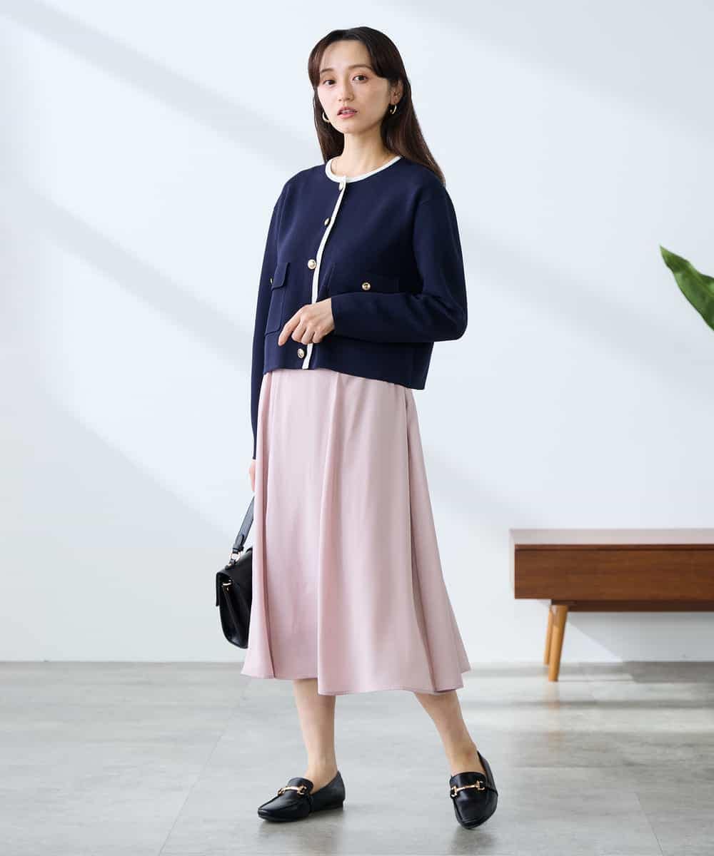 K3CFD02059 a.v.v Elmi(アー・ヴェ・ヴェ) 【低身長サイズ】メタルボタンポケットニットジャケット ネイビー