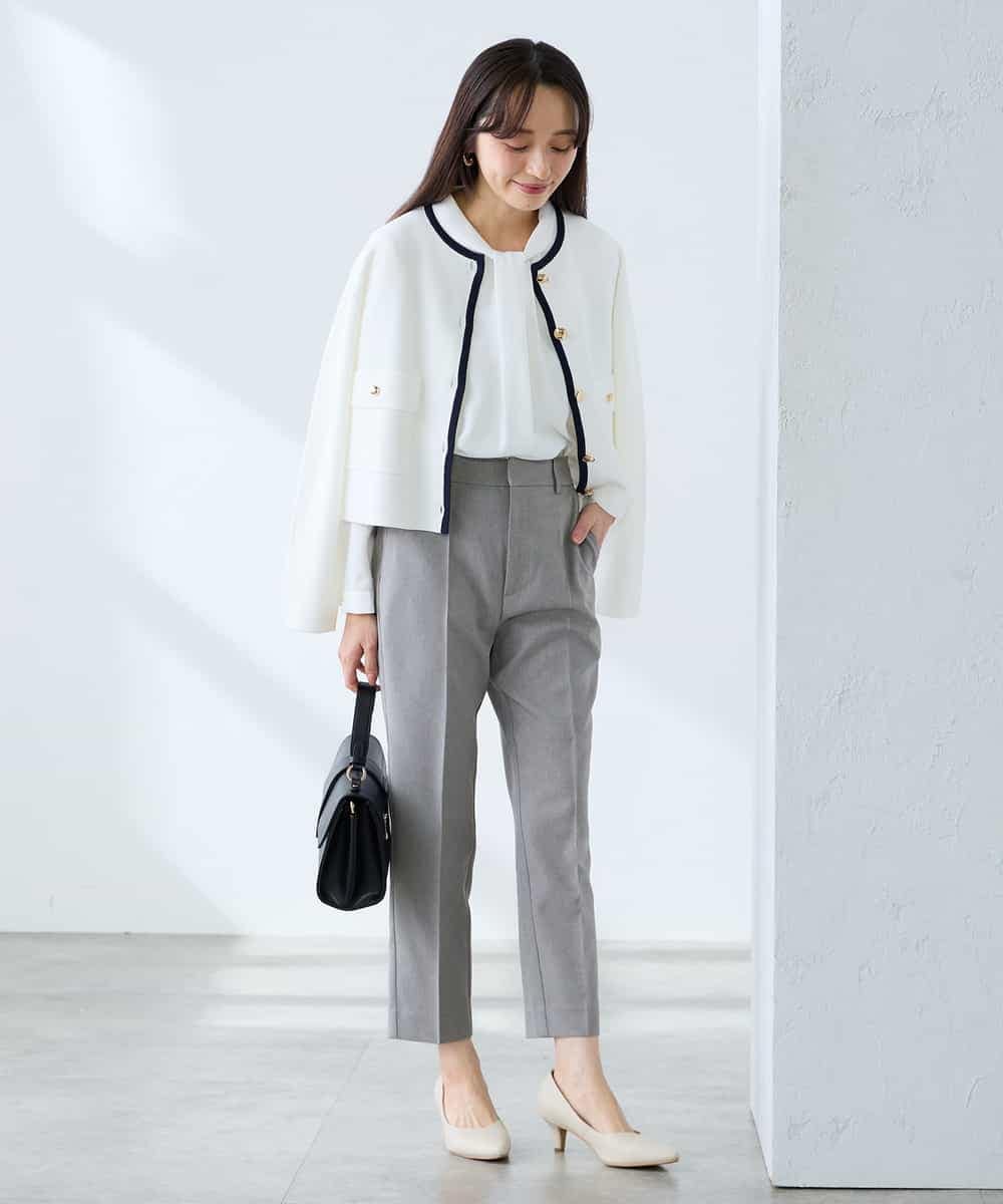 K3CFD02059 a.v.v Elmi(アー・ヴェ・ヴェ) 【低身長サイズ】メタルボタンポケットニットジャケット ネイビー