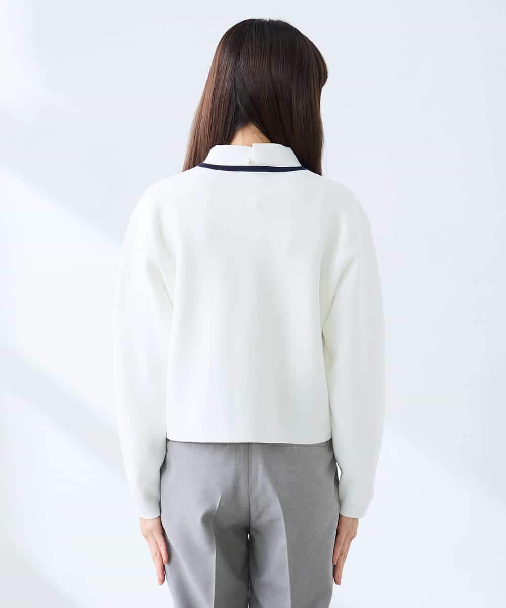 K3CFD02059 a.v.v Elmi(アー・ヴェ・ヴェ) 【低身長サイズ】メタルボタンポケットニットジャケット ネイビー