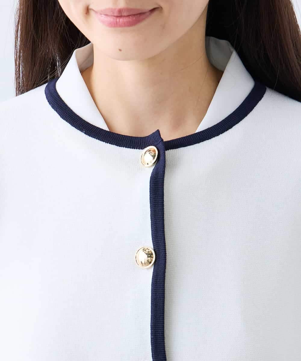 K3CFD02059 a.v.v Elmi(アー・ヴェ・ヴェ) 【低身長サイズ】メタルボタンポケットニットジャケット ネイビー