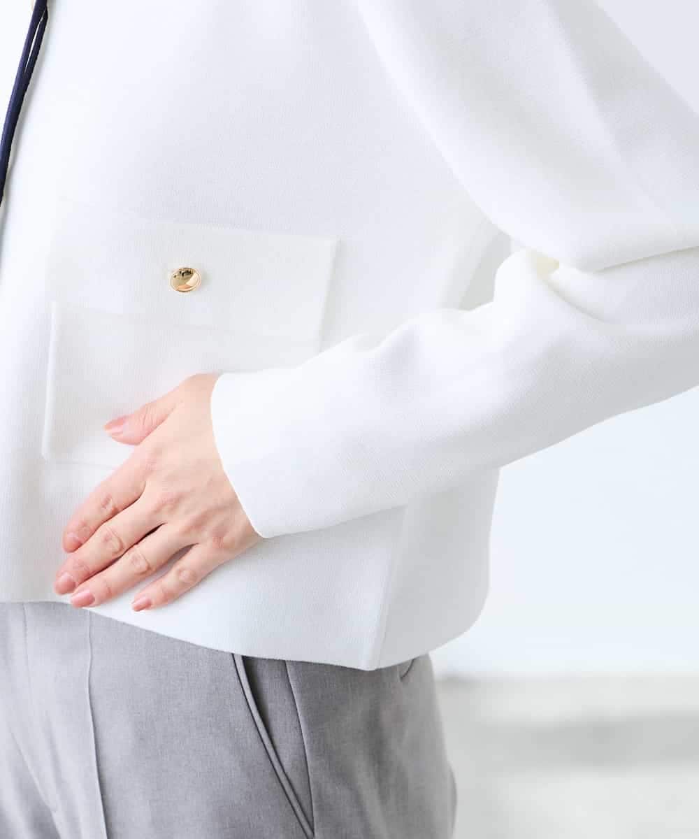 K3CFD02059 a.v.v Elmi(アー・ヴェ・ヴェ) 【低身長サイズ】メタルボタンポケットニットジャケット ネイビー