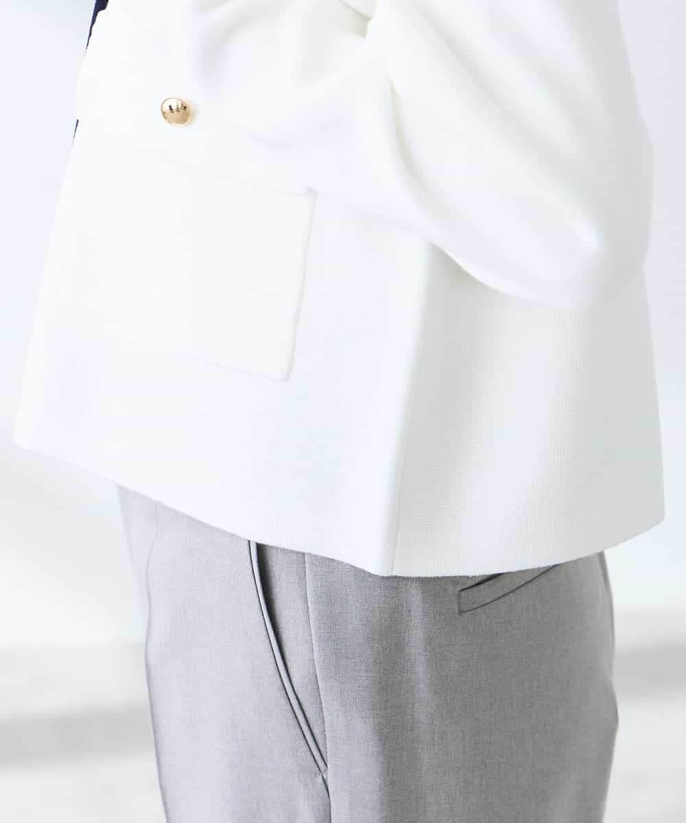 K3CFD02059 a.v.v Elmi(アー・ヴェ・ヴェ) 【低身長サイズ】メタルボタンポケットニットジャケット ネイビー