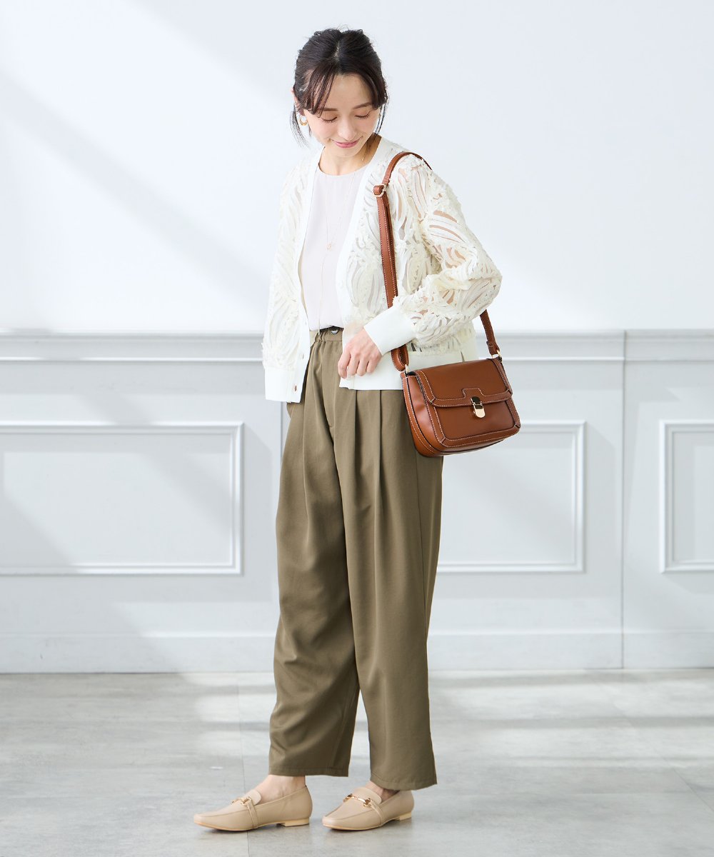 K3CFD07059 a.v.v Elmi(アー・ヴェ・ヴェ) 【低身長サイズ】チュールシシュウレースカーデ アイボリー