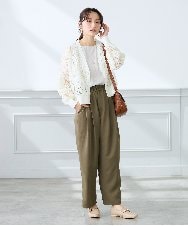 K3CFD07059 a.v.v Elmi(アー・ヴェ・ヴェ) 【低身長サイズ】チュールシシュウレースカーデ アイボリー