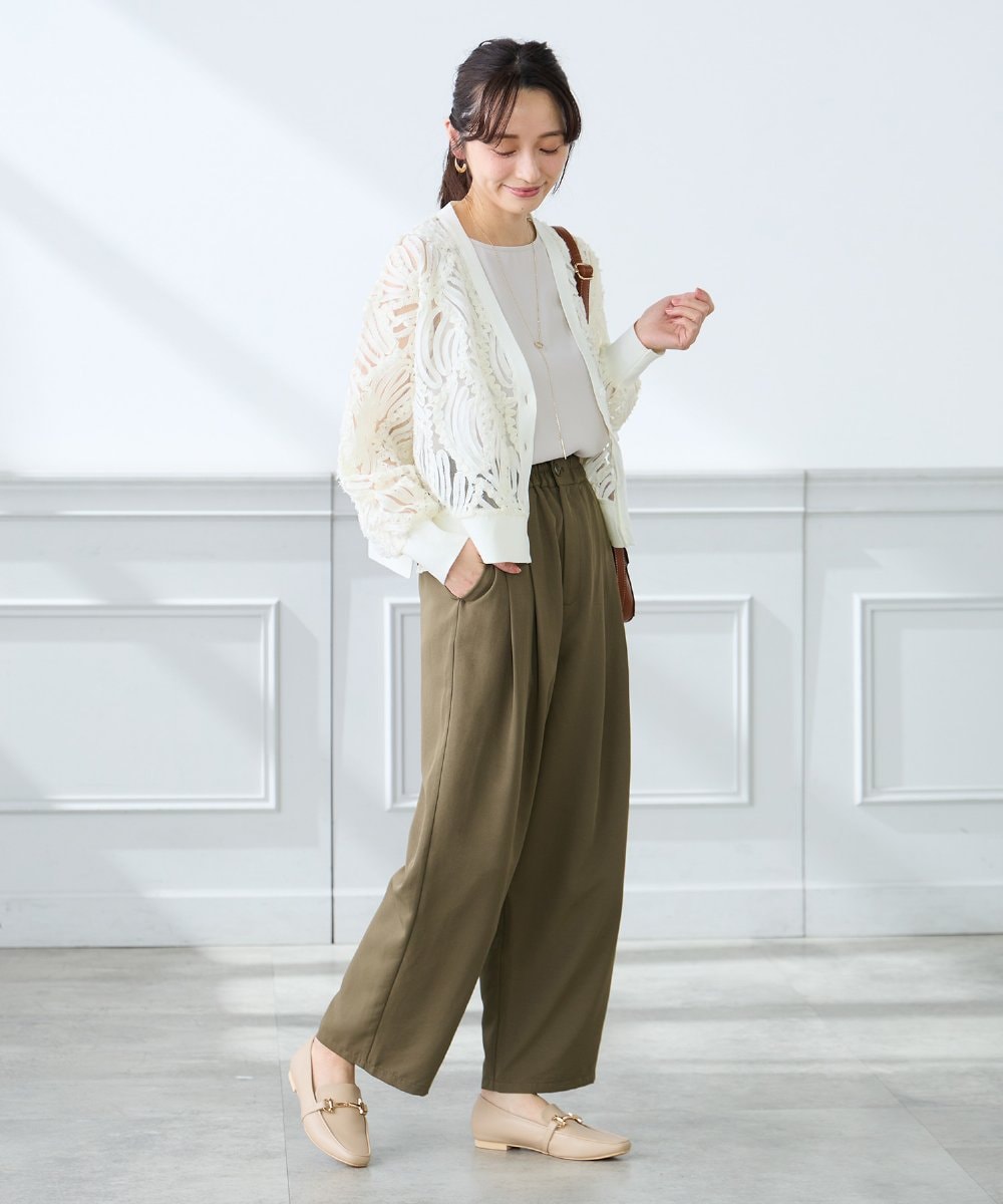 K3CFD07059 a.v.v Elmi(アー・ヴェ・ヴェ) 【低身長サイズ】チュールシシュウレースカーデ アイボリー