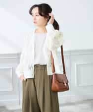 K3CFD07059 a.v.v Elmi(アー・ヴェ・ヴェ) 【低身長サイズ】チュールシシュウレースカーデ アイボリー