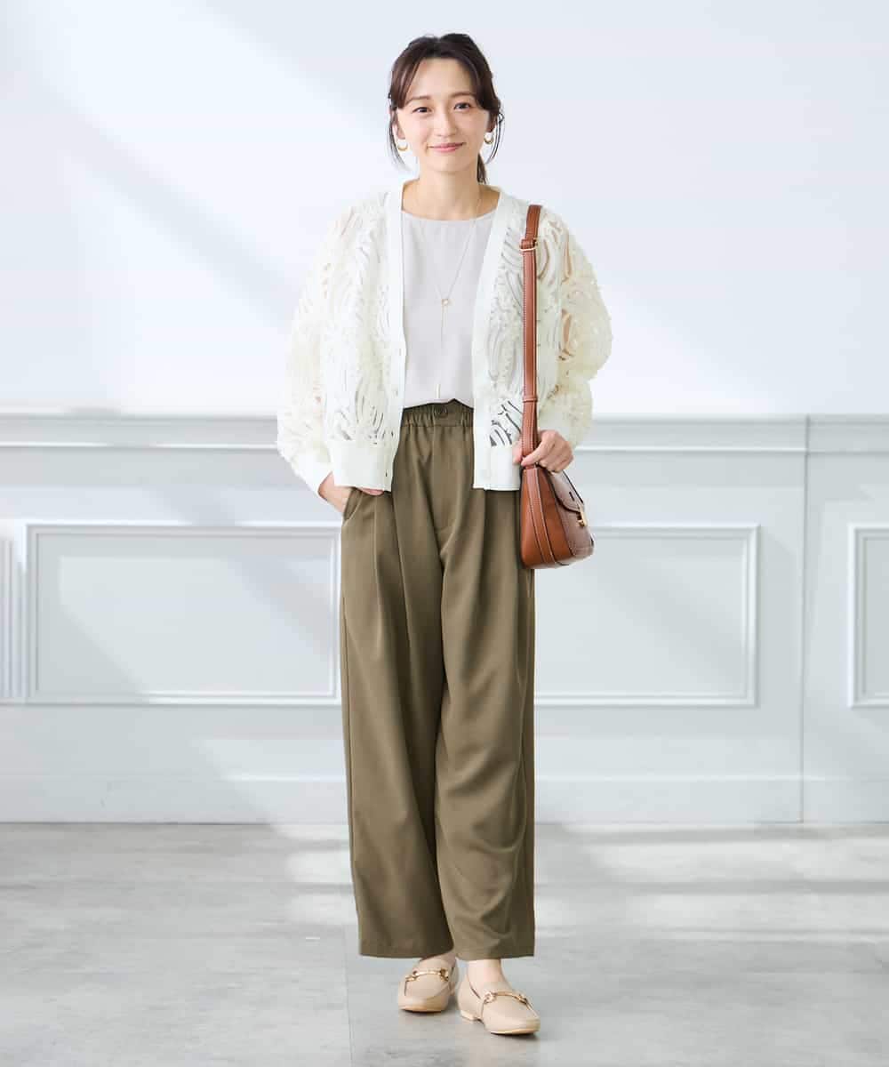 K3CFD07059 a.v.v Elmi(アー・ヴェ・ヴェ) 【低身長サイズ】チュールシシュウレースカーデ アイボリー