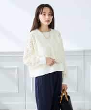 K3CFD07059 a.v.v Elmi(アー・ヴェ・ヴェ) 【低身長サイズ】チュールシシュウレースカーデ アイボリー