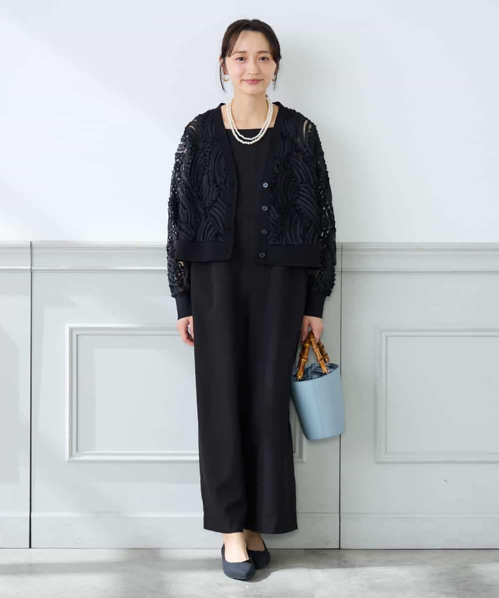 K3CFD07059 a.v.v Elmi(アー・ヴェ・ヴェ) 【低身長サイズ】チュールシシュウレースカーデ アイボリー