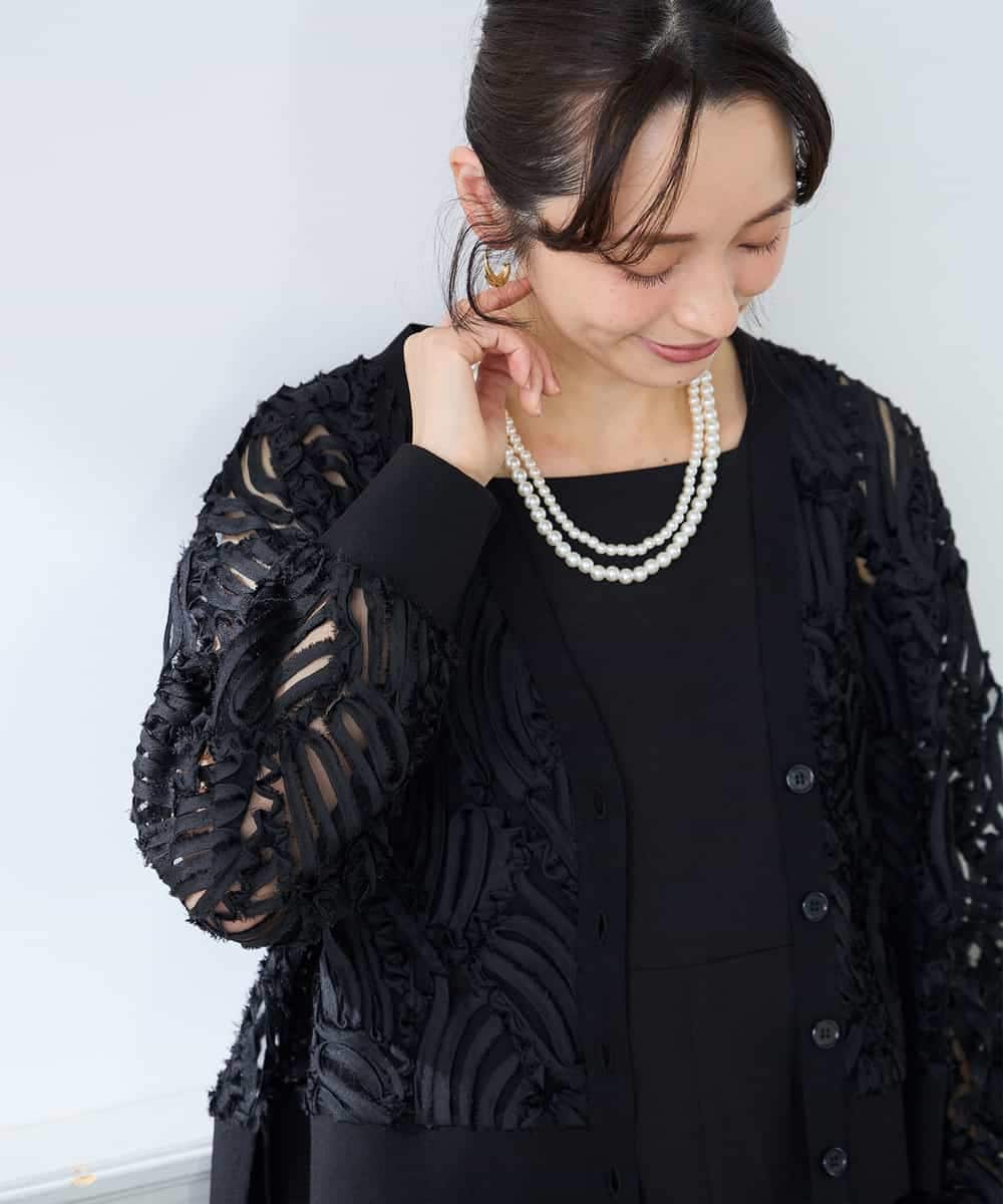 K3CFD07059 a.v.v Elmi(アー・ヴェ・ヴェ) 【低身長サイズ】チュールシシュウレースカーデ アイボリー