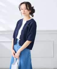 K3CGD12059 a.v.v Elmi(アー・ヴェ・ヴェ) 【低身長サイズ】6分袖ジャケットライクカーディガン ネイビー
