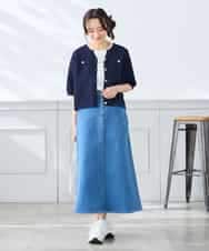 K3CGD12059 a.v.v Elmi(アー・ヴェ・ヴェ) 【低身長サイズ】6分袖ジャケットライクカーディガン ネイビー