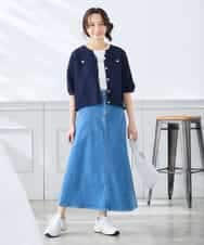 K3CGD12059 a.v.v Elmi(アー・ヴェ・ヴェ) 【低身長サイズ】6分袖ジャケットライクカーディガン ネイビー