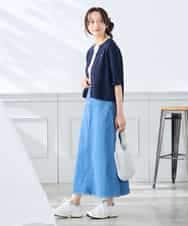 K3CGD12059 a.v.v Elmi(アー・ヴェ・ヴェ) 【低身長サイズ】6分袖ジャケットライクカーディガン ネイビー