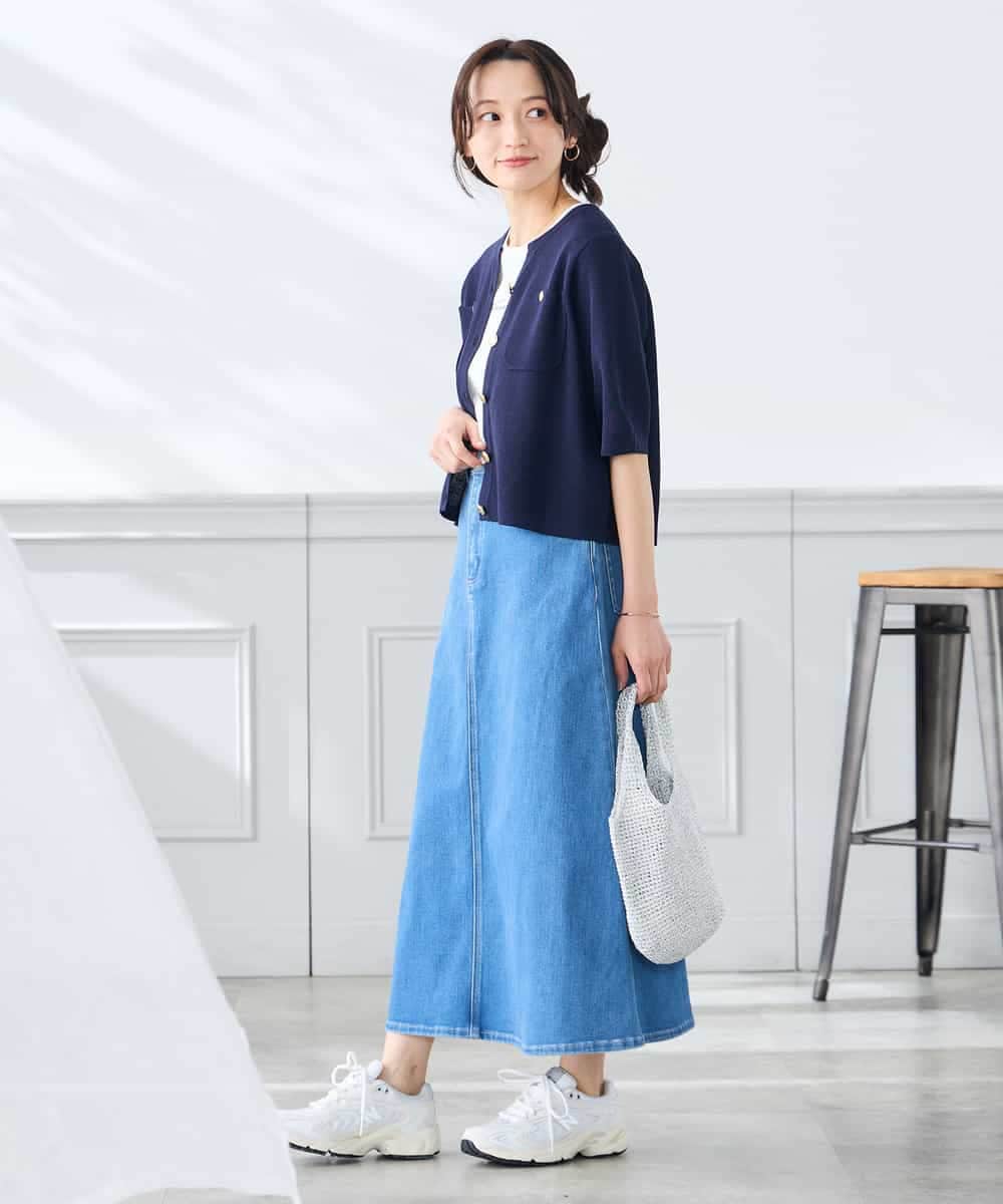 K3CGD12059 a.v.v Elmi(アー・ヴェ・ヴェ) 【低身長サイズ】6分袖ジャケットライクカーディガン ネイビー