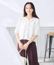 K3CGD12059 a.v.v Elmi(アー・ヴェ・ヴェ) 【低身長サイズ】6分袖ジャケットライクカーディガン ネイビー