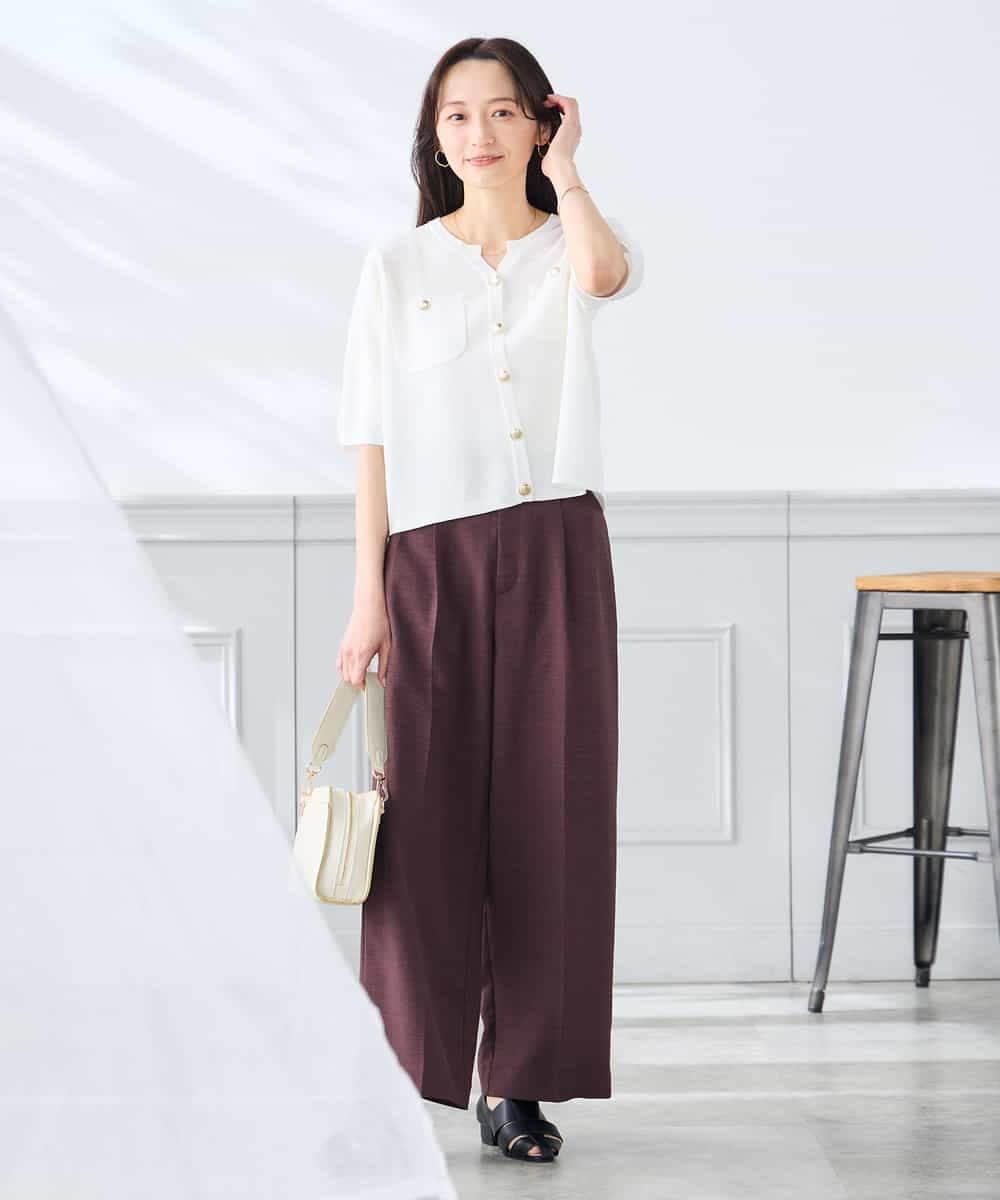 K3CGD12059 a.v.v Elmi(アー・ヴェ・ヴェ) 【低身長サイズ】6分袖ジャケットライクカーディガン ネイビー