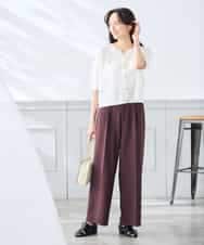 K3CGD12059 a.v.v Elmi(アー・ヴェ・ヴェ) 【低身長サイズ】6分袖ジャケットライクカーディガン ネイビー